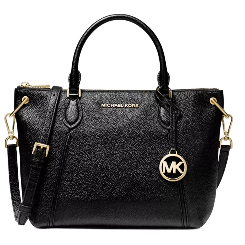 Michael Kors Sierra Large Satchel Tote Pebbled Leather Black